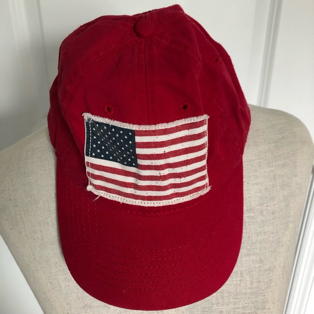American Flag Red Cap with Patch